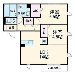 ソレイユ相模が丘 2LDKの間取図画像