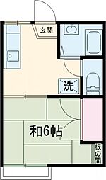 京王相模原線 京王稲田堤駅 徒歩3分の賃貸アパート 2階1DKの間取り