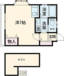 ＫＫコーポ日吉町 2階ワンルームの間取り