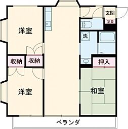 メゾンさつきの 2階3LDKの間取り