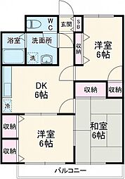 クレール 2階3DKの間取り
