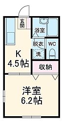 小田急江ノ島線 東林間駅 徒歩4分の賃貸アパート 1階1Kの間取り