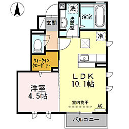 多摩都市モノレール 砂川七番駅 徒歩12分の賃貸アパート 1階1LDKの間取り