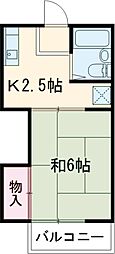 京王線 調布駅 徒歩9分の賃貸アパート 2階1Kの間取り