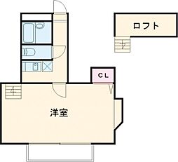 さくら館 2階1Kの間取り