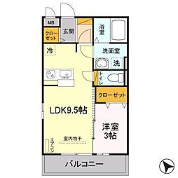 西武池袋線 武蔵藤沢駅 徒歩29分の賃貸アパート 2階1LDKの間取り