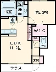 多摩都市モノレール 泉体育館駅 徒歩8分の賃貸アパート 1階1LDKの間取り