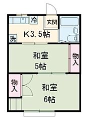 京王相模原線 京王多摩川駅 徒歩7分の賃貸アパート 2階2Kの間取り