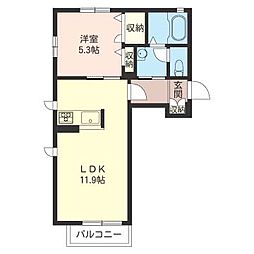 プルメリア 1階1LDKの間取り