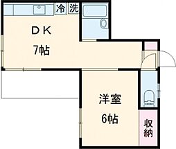 東武亀戸線 東あずま駅 徒歩4分の賃貸マンション 3階1DKの間取り