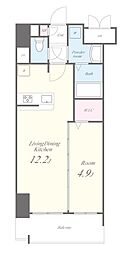 東京メトロ日比谷線 南千住駅 徒歩20分の賃貸マンション 11階1LDKの間取り