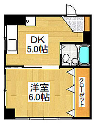 JR南武線 稲城長沼駅 徒歩5分の賃貸マンション 4階1DKの間取り