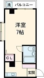 京王線 調布駅 徒歩10分の賃貸マンション 4階ワンルームの間取り