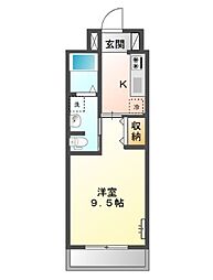 アレッサーノ 2階1Kの間取り