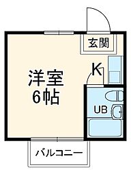 ハイツコスモス 2階ワンルームの間取り