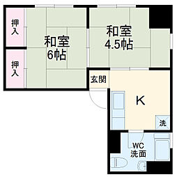 豊橋商事第2ビル 2階2Kの間取り