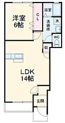 キャプリコーン　エス　Ｂ 1階1LDKの間取り