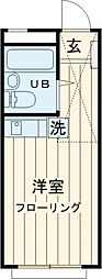 ヴィレッヂストン分梅 2階ワンルームの間取り
