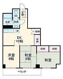 名鉄瀬戸線 尼ケ坂駅 徒歩7分の賃貸マンション 3階3LDKの間取り