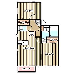 マグノリア 2階2LDKの間取り