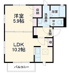 横浜市営地下鉄ブルーライン 仲町台駅 徒歩13分の賃貸アパート 1階1LDKの間取り