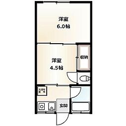 佐々木コーポ 2階2Kの間取り