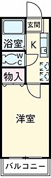フォアグレイス 3階1Kの間取り