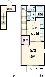 モンチャテウ 2階1DKの間取り