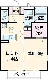 エルメゾンＫＯＴＯＢＵＫＩ　Ｂ 1階1LDKの間取り