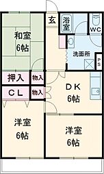 欅マンション 6階3DKの間取り