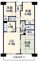 コンフォート津田沼壱番館 3階3LDKの間取り