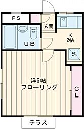 小田急小田原線 千歳船橋駅 徒歩7分の賃貸アパート 1階1Kの間取り