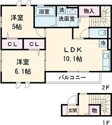Ｒｅｖｅｕｒ　ＣｏｎｓｔｅｌｌａｔｉｏｎII番館 2階2LDKの間取り