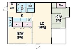 WEST-2 2階2LDKの間取り