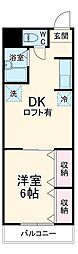 ハイライフ花中 4階1DKの間取り