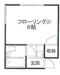 若林ハイツ 2階1Kの間取り