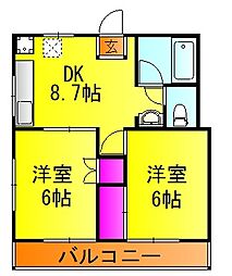 コーポミハル 2DKの間取図画像