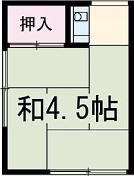 京急本線 梅屋敷駅 徒歩6分の賃貸アパート 2階ワンルームの間取り