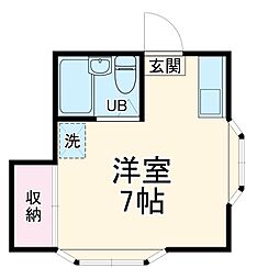 JR埼京線 武蔵浦和駅 徒歩10分の賃貸アパート 2階ワンルームの間取り