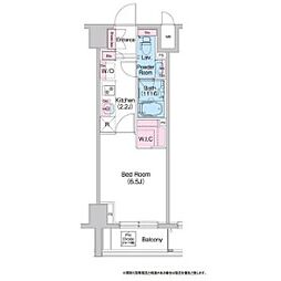 東急田園都市線 駒沢大学駅 徒歩5分の賃貸マンション 5階1Kの間取り
