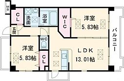 福岡市地下鉄箱崎線 貝塚駅 徒歩10分の賃貸マンション 1階2LDKの間取り