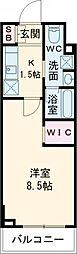 ステージファースト世田谷アジールコート 4階1Kの間取り