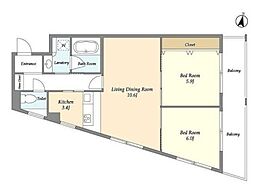 ＧｒａｎＤｕｏ三軒茶屋IV 3階2LDKの間取り