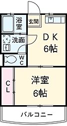 スペチアーレ 2階1DKの間取り