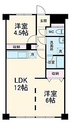 ハピネス飯田6号館 1階1LDKの間取り