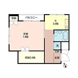 PIER豪徳寺-2 1Kの間取図画像