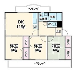 エスペランサ 3階3DKの間取り