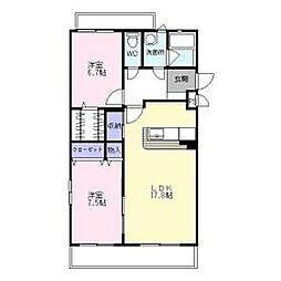 豊橋鉄道渥美線 小池駅 徒歩12分の賃貸マンション 2階2LDKの間取り