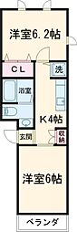 ラフィネ学芸大学 1階2Kの間取り