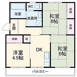 メゾン旭 3階3DKの間取り